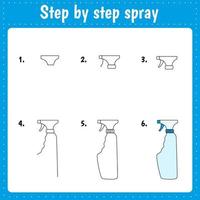 Drawing lesson for children. How draw spray vector