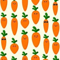 Cute Carrots Characters Seamless Pattern vector