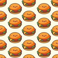 Cute Cheerful Hamburger Seamless Pattern vector
