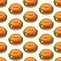 Cute Cheerful Hamburger Seamless Pattern vector