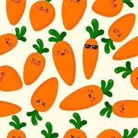 lindos personajes de zanahorias de patrones sin fisuras vector
