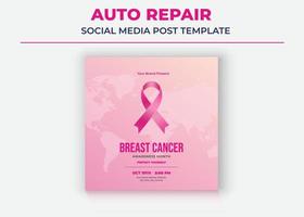 Support Group social media, Cancer Support Group Social Media Template, Breast Cancer Awareness Month vector