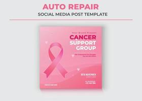 Support Group social media, Cancer Support Group Social Media Template, Breast Cancer Awareness Month vector