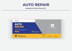 Auto repair service Banner, Auto repair social media cover, banner, thumbnail vector