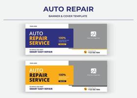 Auto repair service Banner, Auto repair social media cover, banner, thumbnail vector