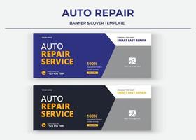 Auto repair service Banner, Auto repair social media cover, banner, thumbnail vector