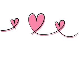 linked love with thin line handdrawn doodle style illustration vector