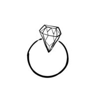 dibujado a mano doodle anillo de diamantes ilustración estilo de dibujos animados vector