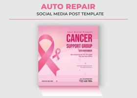 Support Group social media, Cancer Support Group Social Media Template, Breast Cancer Awareness Month vector