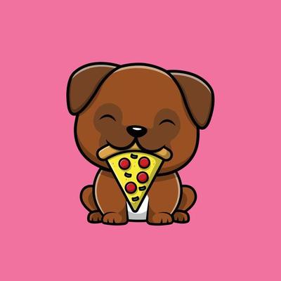 Cute Pug Dog Eating Pizza Cartoon Vector Icon Illustration. Animal ...