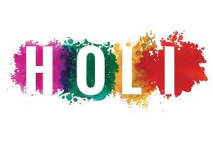 Happy holi background with colorful text splash background vector