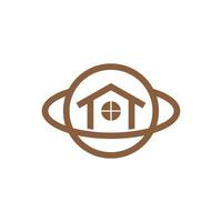 House combination and planet , Logo Design Vector Flat minimalist in background color white