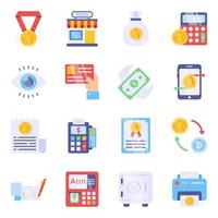 paquete de iconos planos de negocios y finanzas vector