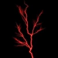 abstract dark red lighting natural thunder realistic magic overlay bright glowing effect on black. photo