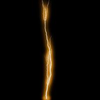 abstract gold yellow lighting natural thunder realistic magic overlay bright glowing effect on black. photo