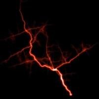 abstract dark orange lighting natural thunder realistic magic overlay bright glowing effect on black. photo