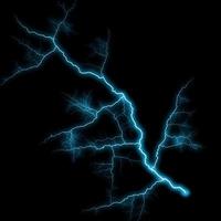 abstract light blue lighting natural thunder realistic magic overlay bright glowing effect on black. photo