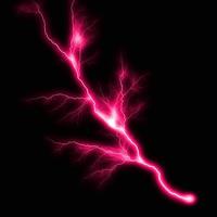 abstract light pink lighting natural thunder realistic magic overlay bright glowing effect on black. photo