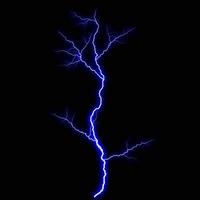 abstract dark blue lighting natural thunder realistic magic overlay bright glowing effect on black. photo