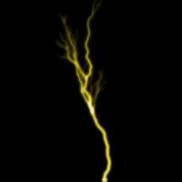 abstract gold yellow lighting natural thunder realistic magic overlay bright glowing effect on black. photo