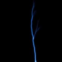 abstract light blue lighting natural thunder realistic magic overlay bright glowing effect on black. photo