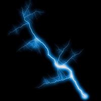 abstract light blue lighting natural thunder realistic magic overlay bright glowing effect on black. photo