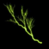abstract light green lighting natural thunder realistic magic overlay bright glowing effect on black. photo