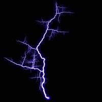 abstract dark blue lighting natural thunder realistic magic overlay bright glowing effect on black. photo