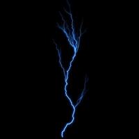 abstract dark blue lighting natural thunder realistic magic overlay bright glowing effect on black. photo