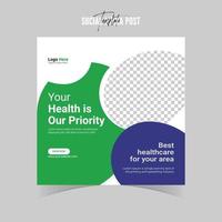 Medical social media post template. Health and medical flyer. Doctor web banner template vector