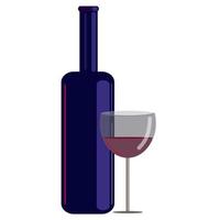 a bottle of wine and a glass of red wine vector