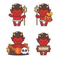 cute devil cartoon mascot character illustration vector