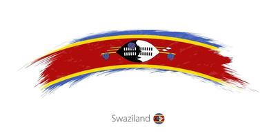 Flag of Swaziland in rounded grunge brush stroke. vector