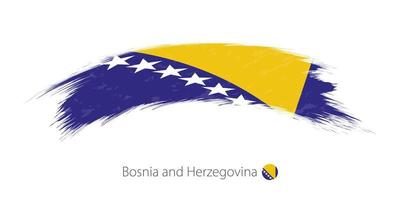 Flag of Bosnia and Herzegovina in rounded grunge brush stroke. vector