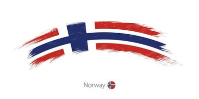 bandera de noruega en un trazo de pincel redondeado. vector