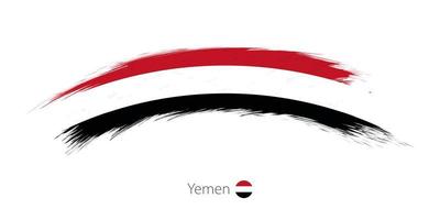 Flag of Yemen in rounded grunge brush stroke. vector