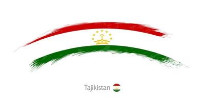 Flag of Tajikistan in rounded grunge brush stroke. vector