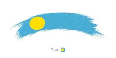 Flag of Palau in rounded grunge brush stroke. vector