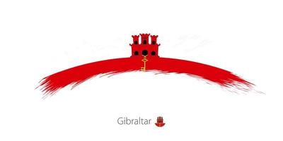 Flag of Gibraltar in rounded grunge brush stroke. vector