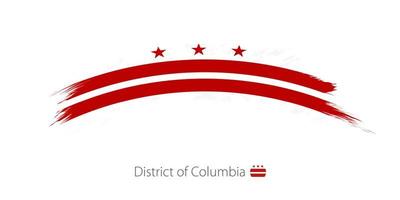 Flag of District of Columbia in rounded grunge brush stroke. vector