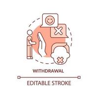 Withdrawal terracotta concept icon. Emotional manipulation abstract idea thin line illustration. Abusive relationships. Isolated outline drawing. Editable stroke. Arial, Myriad Pro-Bold fonts used vector