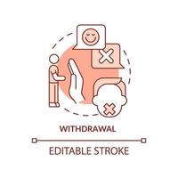 Withdrawal terracotta concept icon. Emotional manipulation abstract idea thin line illustration. Abusive relationships. Isolated outline drawing. Editable stroke. Arial, Myriad Pro-Bold fonts used vector