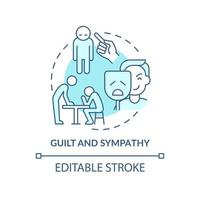 Guilt and sympathy turquoise concept icon. Emotional manipulation abstract idea thin line illustration. Dramatic statement. Isolated outline drawing. Editable stroke. Arial, Myriad Pro-Bold fonts used vector