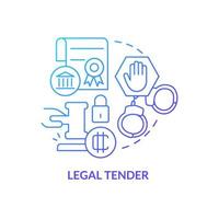 Legal tender blue gradient concept icon. Crypto shortcoming in nearest future abstract idea thin line illustration. Legally recognized payment. Isolated outline drawing. Myriad Pro-Bold font used vector