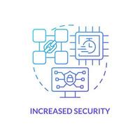 Increased security blue gradient concept icon. Cryptocurrency biggest advantage abstract idea thin line illustration. Enhancing protection for user. Isolated outline drawing. Myriad Pro-Bold font used vector