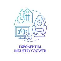 icono de concepto de gradiente azul de crecimiento exponencial de la industria. cryptocurrency pros idea abstracta ilustración de línea delgada. mantener el dominio del mercado. dibujo de contorno aislado. innumerables fuentes pro-bold utilizadas vector