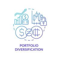 Portfolio diversification blue gradient concept icon. Crypto strength abstract idea thin line illustration. High-risk investments security. Isolated outline drawing. Myriad Pro-Bold font used vector
