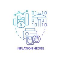 icono de concepto de gradiente azul de cobertura de inflación. criptomoneda ventaja competitiva idea abstracta ilustración de línea delgada. aumentando el valor criptográfico con el tiempo. dibujo de contorno aislado. innumerables fuentes pro-bold utilizadas vector