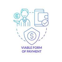 Viable form of payment blue gradient concept icon. Crypto strong point abstract idea thin line illustration. Exchange for financial transaction. Isolated outline drawing. Myriad Pro-Bold font used vector