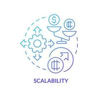 Scalability blue gradient concept icon. Crypto-currency drawback abstract idea thin line illustration. High transaction throughput. Isolated outline drawing. Myriad Pro-Bold font used vector